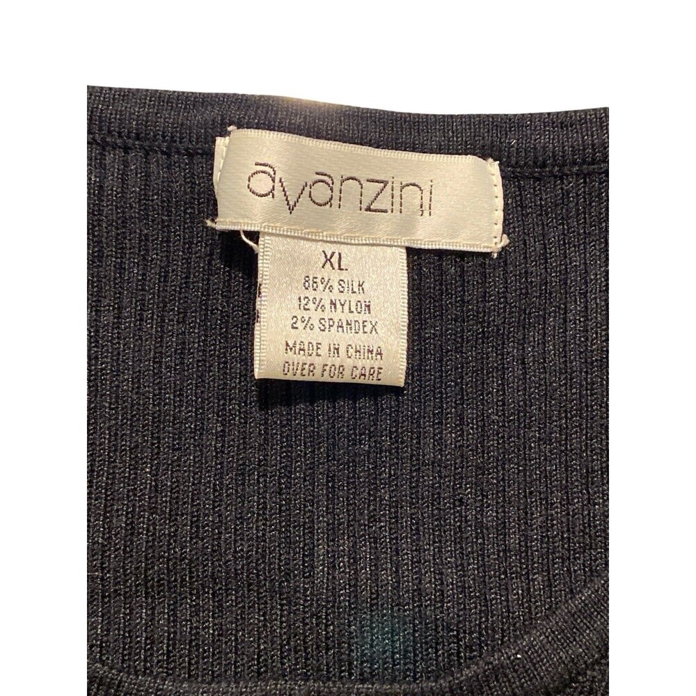 Avanzini Woman’s Top Blouse Black Sz XL 85% Silk Stretch Long Sleeve Casual - Picture 5 of 5